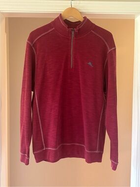 Tommy Bahama Men's Zip-Up Sweater in Burgundy